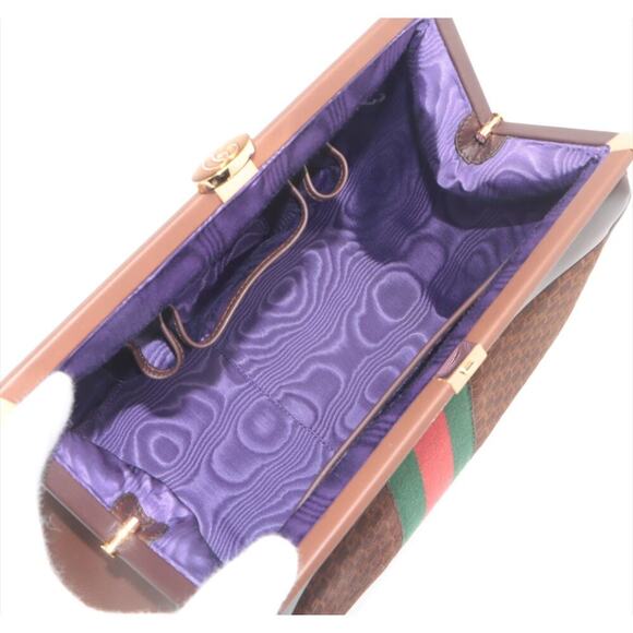 Gucci Virgo G Monogram Suede & Leather Handbag | Brown | Excellent Condition - Picture 7 of 8